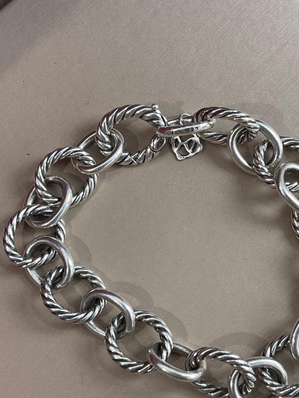 David Yurman Oval Link Chain Cable Bracelet 925 Sterling Silver 12mm 8” - Picture 5 of 11